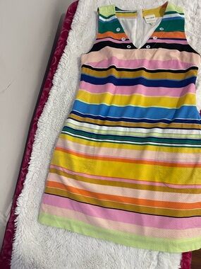 Tracy Reese Multicolor Striped V-Neck Shift Dress